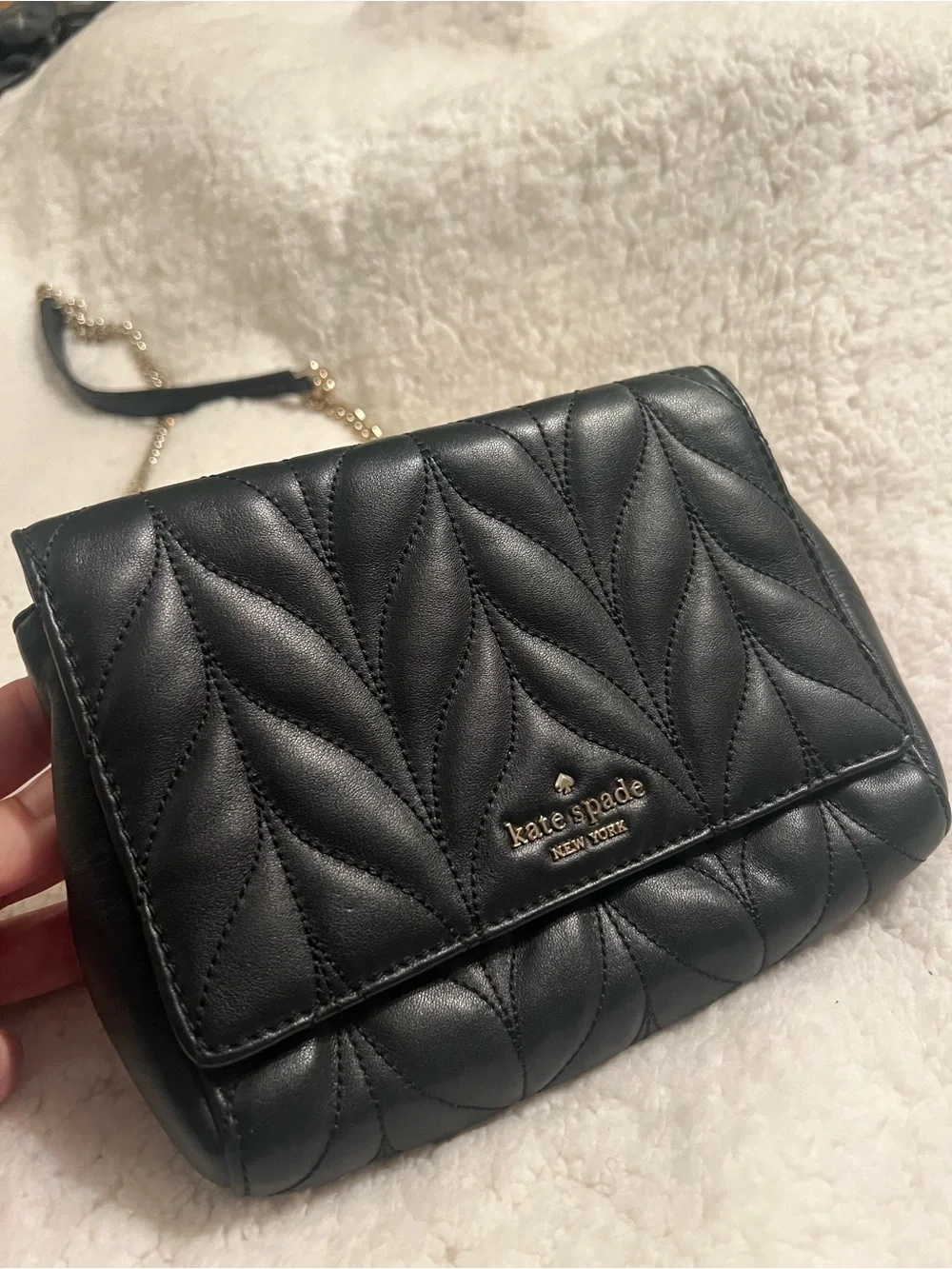 Mini Evelyn Quilted Crossbody w Gold Chain - kate spade